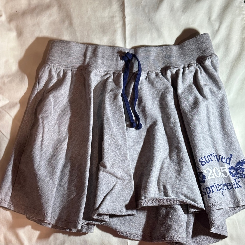 No Boundaries Gray Skater Skirt with Blue Drawstring